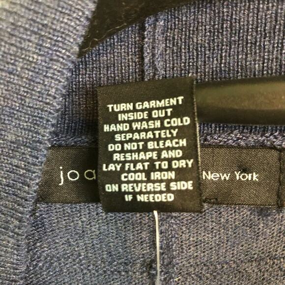 NWT Joan Voss Cardigan Size Medium Dark Blue Wool Blend Open Front Dolman Sleeve - Picture 3 of 6
